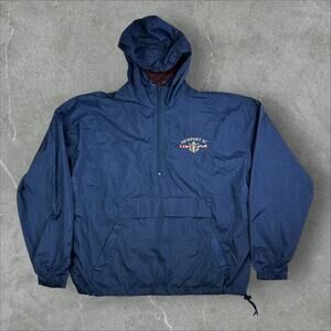 Vintage Harvard Square Newport RI Navy Windbreaker Pullover Jacket L